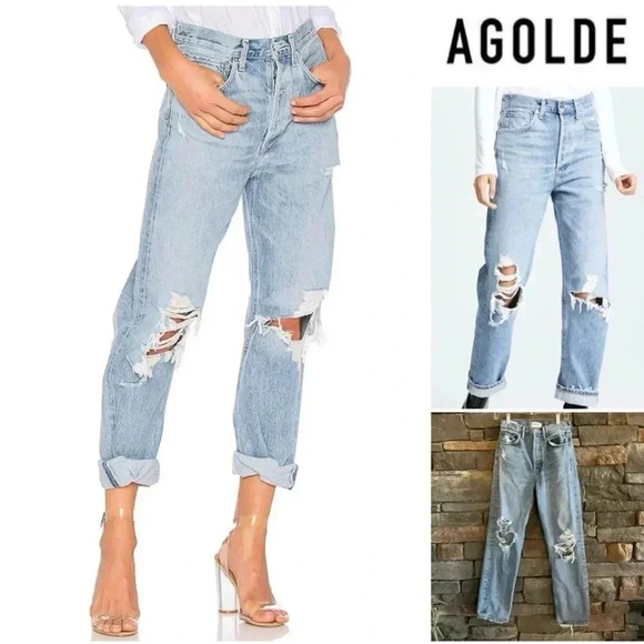 Agolde Feel Good Size 29 Women Jeans Distressed Relaxed Blue Casual Denim - Picture 1 of 10